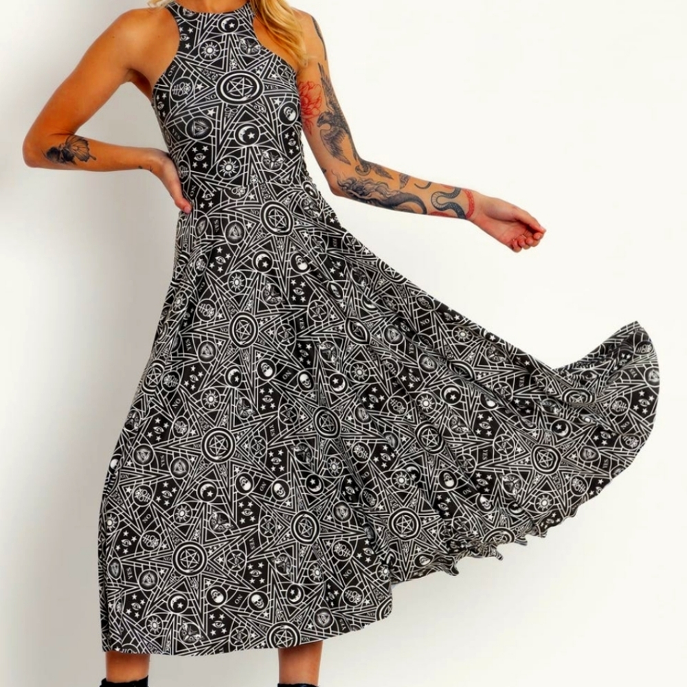 Blackmilk Hex Mono racer midaxi dress L